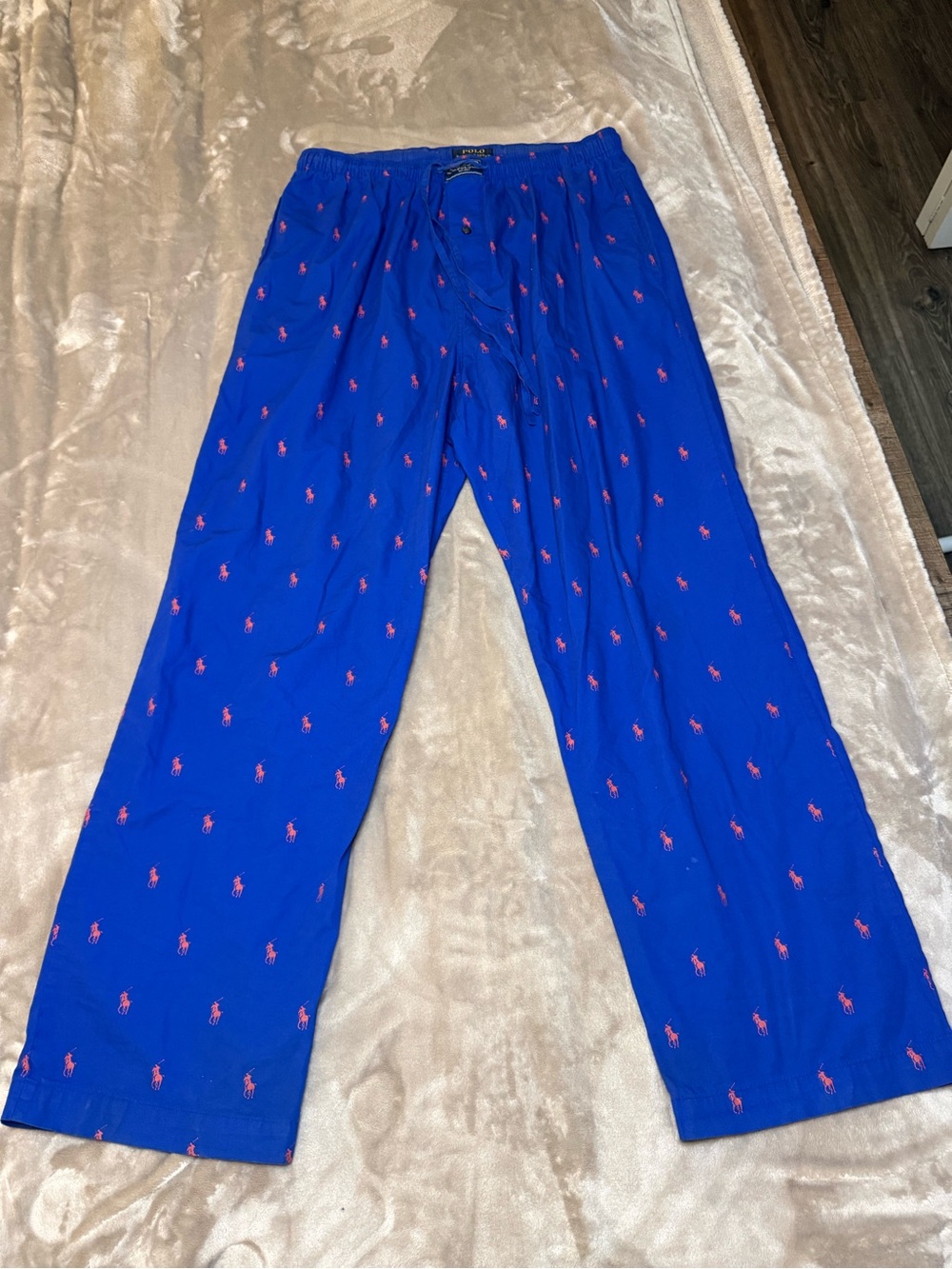 Polo Ralph Lauren Men’s Blue Pony Print Pajama Lounge Pants Drawstring